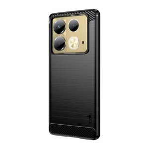 Protector de telefon din silicon MOFI (rezistenta la impact, colt cu perna de aer, periat, model carbon) NEGRU Infinix Note 40 (X6853)