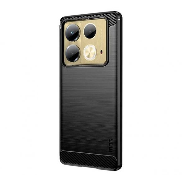 Protector de telefon din silicon MOFI (rezistenta la impact, colt cu perna de aer, periat, model carbon) NEGRU Infinix Note 40 (X6853)