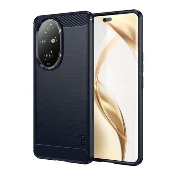 Protector de telefon din silicon MOFI (rezistenta la impact, colt cu perna de aer, periat, model carbon) ALBASTRU INCHIS Honor 200 Pro