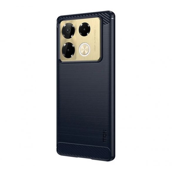 Protector de telefon din silicon MOFI (rezistenta la impact, colt cu perna de aer, periat, model carbon) ALBASTRU INCHIS Infinix Note 40 Pro 4G (X6850)