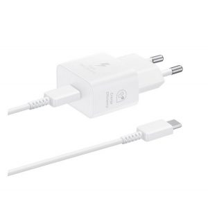 Încărcător SAMSUNG priză tip C (25W, GaN, încărcător rapid PD + cablu tip C) ALB