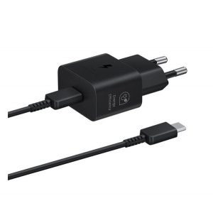 Încărcător SAMSUNG priză tip C (25W, GaN, încărcător rapid PD + cablu tip C) NEGRU