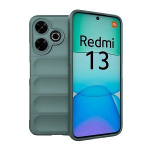 Protectie din silicon pentru telefon (rezistenta la socuri, protectie camera, 3D) VERDE INCHIS Xiaomi Redmi 13