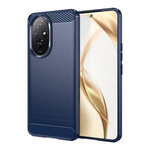 Protector de telefon din silicon (rezistenta la impact, colt cu perna de aer, periat, model carbon) ALBASTRU INCHIS Honor 200