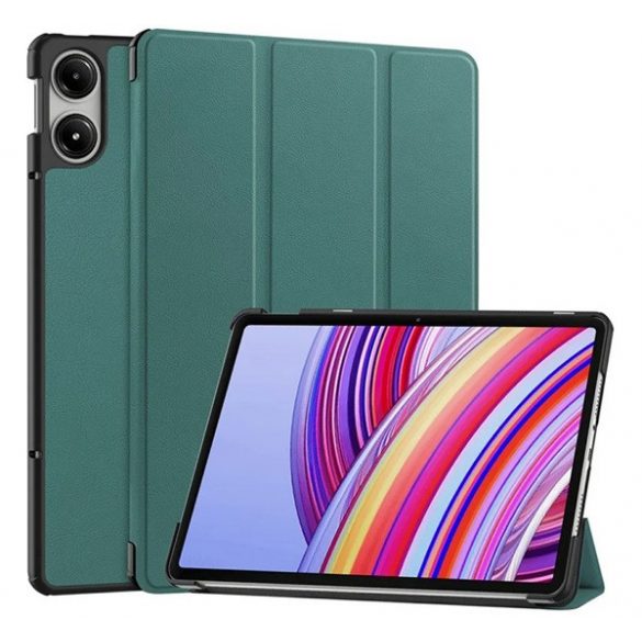 Husă în picioare, efect piele (FLIP activ, deschidere laterală, TRIFOLD, suport pentru desktop) VERDE ÎNCHIS Xiaomi Redmi Pad Pro