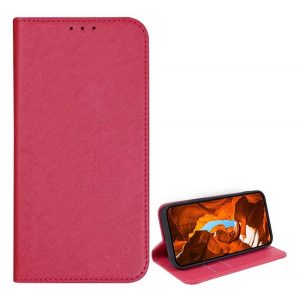 Husă staționară, efect piele (FLIP, deschidere laterală, suport de masă, buzunar pentru card, efect textil) PINK T Phone 2 Pro 5G