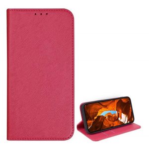 Husă în picioare, efect piele (FLIP, deschidere laterală, suport de masă, buzunar pentru card, efect textil) PINK T Phone 2 5G