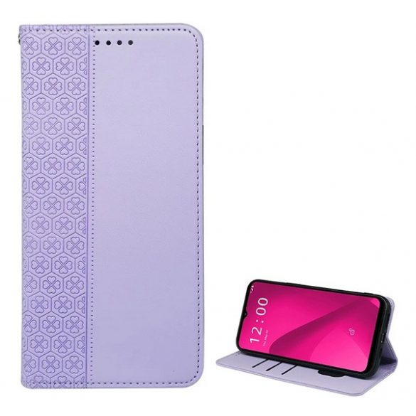 Carcasa in picioare, efect piele (FLIP, deschidere laterala, suport de masa, trifoi) LIGHT PURPLE T Phone 2 5G