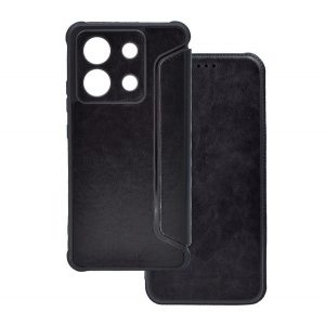 Carcasa in picioare, efect piele (FLIP, deschidere laterala, rezistenta la impact, colt cu perna de aer, protectie camera) NEGRU Xiaomi Poco X6 5G, Redmi Note 13 Pro 5G