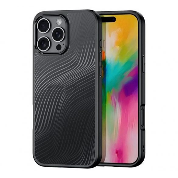 Protectie telefon DUX DUCIS AIMO din plastic (rezistenta la impact, cadru silicon, protectie camera, mat, val) NEGRU Apple iPhone 16 Pro Max