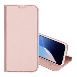 Husa DUX DUCIS SKIN PRO in picioare, efect piele (FLIP, deschidere laterala, buzunar pentru card, suport de birou) ROZ Apple iPhone 16 Plus