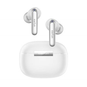 Căști bluetooth EARFUN AIR 2 STEREO (v5.3, TWS, microfon, filtru de zgomot, IPX7 rezistent la apă + carcasă de încărcare) ALB