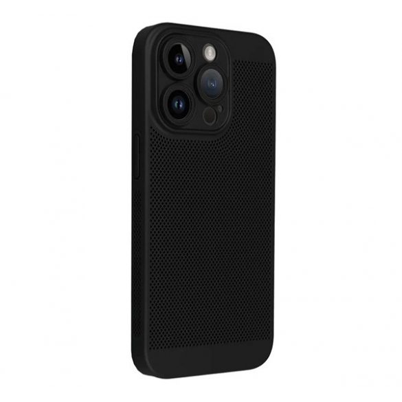 Protectie din plastic pentru telefon (respirabila, perforata, protectie camera) NEGRU Apple iPhone 16