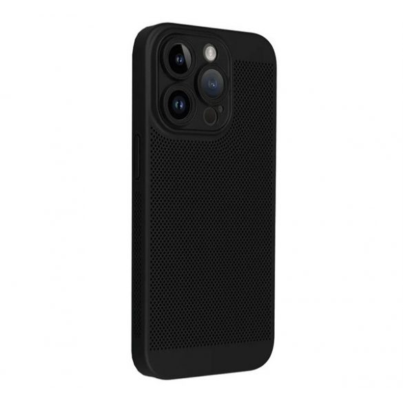 Protectie din plastic pentru telefon (respirabila, perforata, protectie camera) NEGRU Apple iPhone 16 Pro