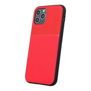 Protectie din plastic pentru telefon (cadru din silicon, rezistenta la impact, magnetic, spate cu efect piele, dungi) RED Apple iPhone 16 Plus