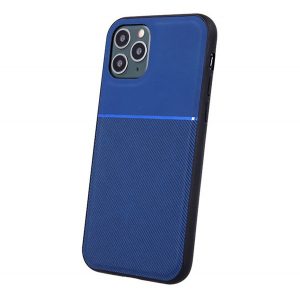 Protectie din plastic pentru telefon (cadru din silicon, rezistenta la impact, magnetic, spate cu efect piele, dungi) ALBASTRU INCHIS Apple iPhone 16 Pro