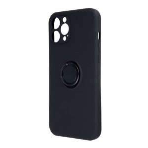 Protectie din silicon pentru telefon (inel de fixare, interior din microfibra de pluș, magnetic, protector pentru cameră) NEGRU Apple iPhone 16 Pro