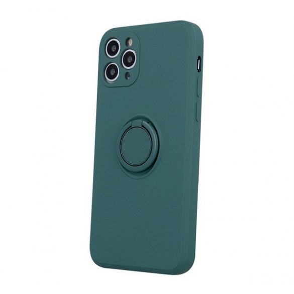 Protectie din silicon pentru telefon (inel de fixare, interior din microfibra de pluș, magnetic, protector pentru cameră) VERDE ÎNCHIS Apple iPhone 16 Pro