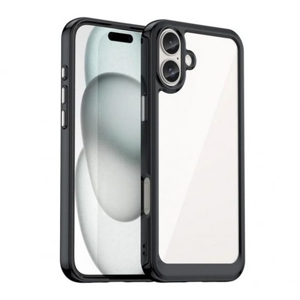 Protectie de telefon din silicon (rezistenta la impact, spate transparent) NEGRU Apple iPhone 16 Plus