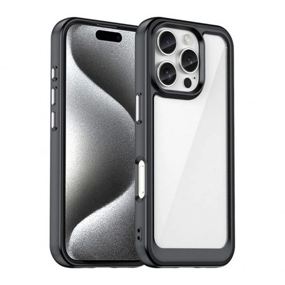 Protectie de telefon din silicon (rezistenta la impact, spate transparent) NEGRU Apple iPhone 16 Pro