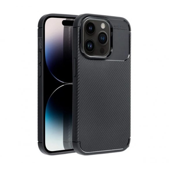 Protectie din silicon pentru telefon (rezistenta la impact, colt cu perna de aer, model carbon) NEGRU Apple iPhone 16 Plus