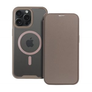 Husă în picioare, efect piele (FLIP, deschidere laterală, buzunar pentru card, protecție pentru cameră, spate magnetic, transparent mat, MagSafe) TITANIUM Apple iPhone 16 Pro Max