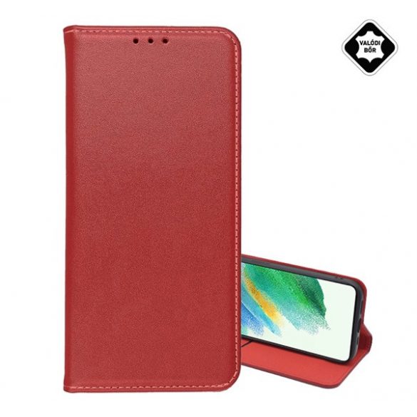 Husă în picioare, piele naturală (FLIP, deschidere laterală, suport pentru desktop) BURGUNDY Apple iPhone 16 Pro Max