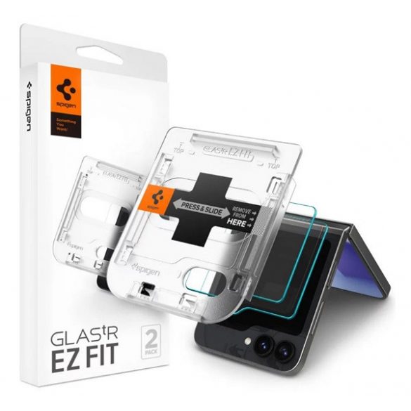 SPIGEN EZ FIT sticlă de protecție pentru ecran 2buc (2.5D, prietenos cu carcasă, ultra-subțire, 0.2mm, 9H + cadru auxiliar) TRANSPARENT Samsung Galaxy Z Flip6 5G (SM-F741)