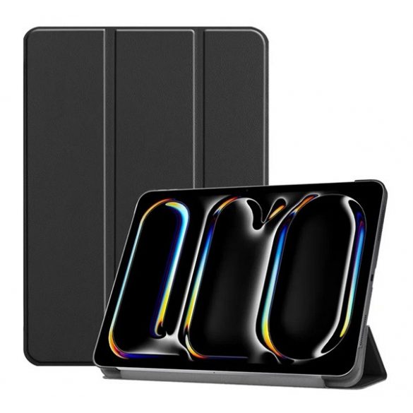 Carcasa in picioare, efect piele (FLIP activ, deschidere laterala, TRIFOLD, suport pentru masa) NEGRU Apple IPAD Pro 13 (2024)