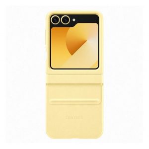 Protectie de telefon din plastic SAMSUNG (spate din piele ecologica) GALBEN Samsung Galaxy Z Flip6 5G (SM-F741)