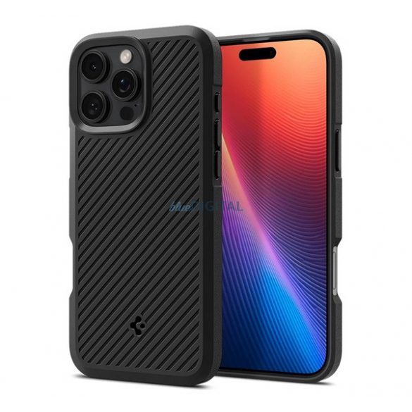 SPIGEN CORE ARMOR silicon telefon protector (rezistent la șocuri, protecția camerei, cu dungi) BLACK Apple iPhone 16 Pro