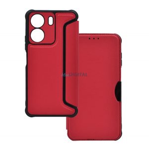 Carcasă permanentă, efect de piele (FLIP, deschidere laterală, rezistență la impact, călcâi cu pernă de aer, protecție pentru cameră, model de carbon) PIROS Xiaomi Poco C65, Redmi 13C