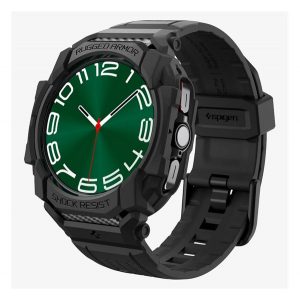 Curea de schimb SPIGEN RUGGED ARMOR PRO (dimensiune personalizată, silicon, rezistență la șocuri + cadru din silicon) NEGRU Samsung Galaxy Watch Ultra eSIM 47 mm (SM-L705)