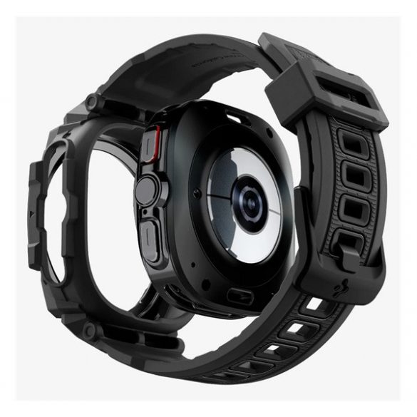 Curea de schimb SPIGEN RUGGED ARMOR PRO (dimensiune personalizată, silicon, rezistență la șocuri + cadru din silicon) NEGRU Samsung Galaxy Watch Ultra eSIM 47 mm (SM-L705)