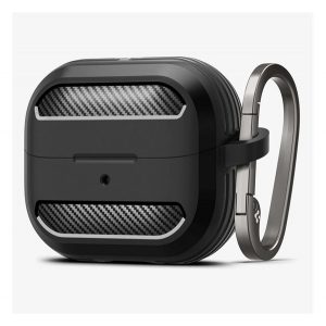 Carcasă din silicon SPIGEN RUGGED ARMOR (rezistență la impact, colț cu pernă de aer, model carbon) NEGRU Galaxy Buds 3/Buds 3 Pro