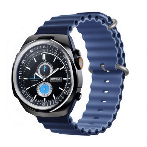 Curea de schimb DEVIA DELUXE SPORT6 (dimensiune personalizată, mare, silicon, reglabilă, ondulată) ALBASTRU ÎNCHIS/ALBASTRU DESCHIS Apple Watch Ultra 2 49 mm, Watch Ultra 49 mm, Watch Series 9 45 mm