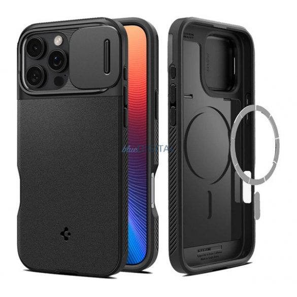 SPIGEN OPTIK ARMOR MAG protecție din plastic pentru telefon (cadru din silicon, protector pentru cameră, compatibil MagSafe) NEGRU Apple iPhone 16 Pro