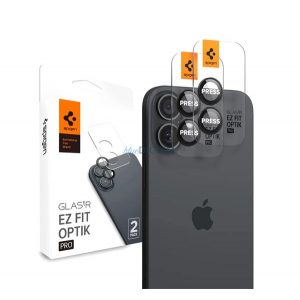 SPIGEN OPTIK PRO geam de protecție pentru camera foto 2pcs (9H, doar lentila) BLACK Apple iPhone 16 Plus