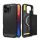 SPIGEN RUGGED ARMOR silicon telefon protector (rezistent la impact, bubble heel, model de carbon, MagSafe) BLACK Apple iPhone 16 Pro