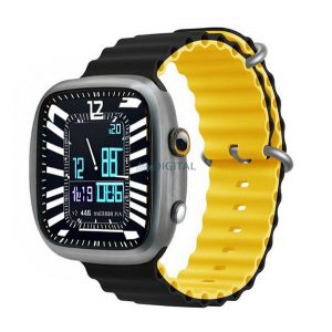 DEVIA DELUXE SPORT6 Curea (dimensiune personalizată, mică, silicon, reglabilă, val) NEGRU/CITRIC GALBEN Apple Watch Series 5 40mm, Watch Series 4 40mm, Watch Series 3 38mm