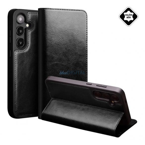 QIALINO Case Stand, piele naturală (FLIP, deschidere laterală, desktop) BLACK Samsung Galaxy S24 (SM-S921)