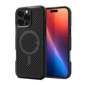 SPIGEN CORE ARMOR MAG Silicone Phone Protector (rezistent la șocuri, protector de cameră, cu dungi, MagSafe) BLACK Apple iPhone 16 Pro