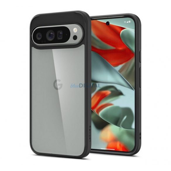 SPIGEN ULTRA HYBRID plastic protector de telefon (rezistent la șocuri, bubble cadru) TRANSFER / negru Google Pixel 9 Pro XL