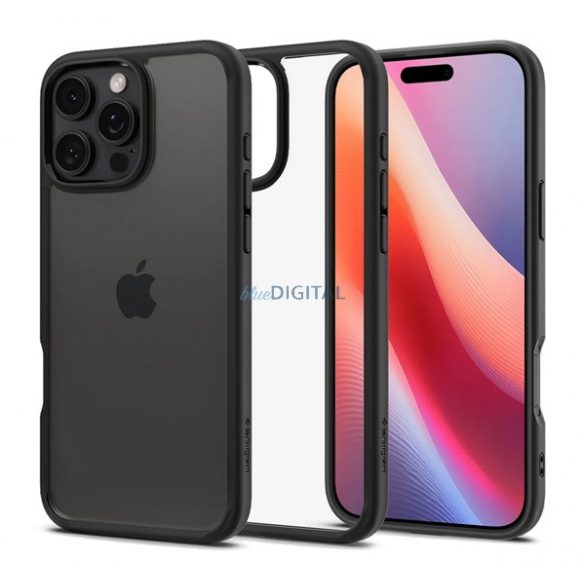 SPIGEN ULTRA HYBRID plastic protector de telefon (rezistent la șocuri, bubble cadru) TRANSFER / negru Apple iPhone 16 Pro