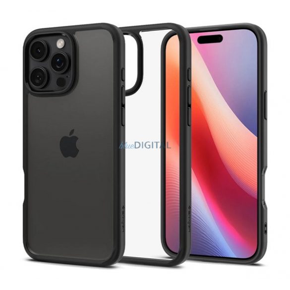 SPIGEN ULTRA HYBRID plastic protector de telefon (rezistent la șocuri, bubble cadru) TRANSFER / negru Apple iPhone 16 Pro Max