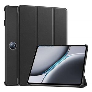 Husă permanentă, efect piele (FLIP activ, deschidere laterală, TRIFOLD, desktop) BLACK OnePlus Pad 2