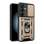   Protecție din plastic pentru telefon Defender (antișoc, interior din silicon, inel de fixare, protecție pentru cameră) GOLD Samsung Galaxy S24 FE (SM-S721)