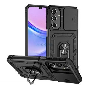 Protecție din plastic pentru telefon Defender (antișoc, interior din silicon, inel de fixare, protecție pentru cameră) BLACK Samsung Galaxy A16