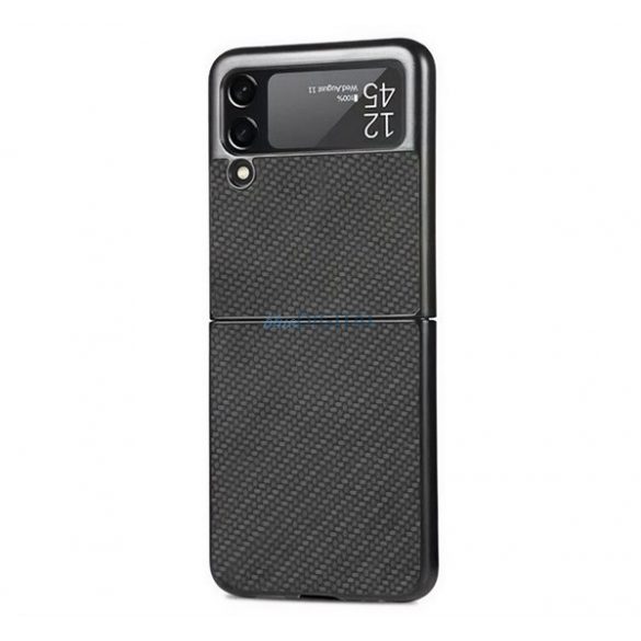 Protecție din plastic pentru telefon (rezistent la șocuri, spate cu efect de piele, model de carbon) BLACK Samsung Galaxy Z Flip6 5G (SM-F741)