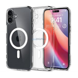 SPIGEN CRYSTAL HYBRID silicon protector de telefon (rezistent la impact, cadru din plastic, MagSafe) pentru Apple iPhone 16